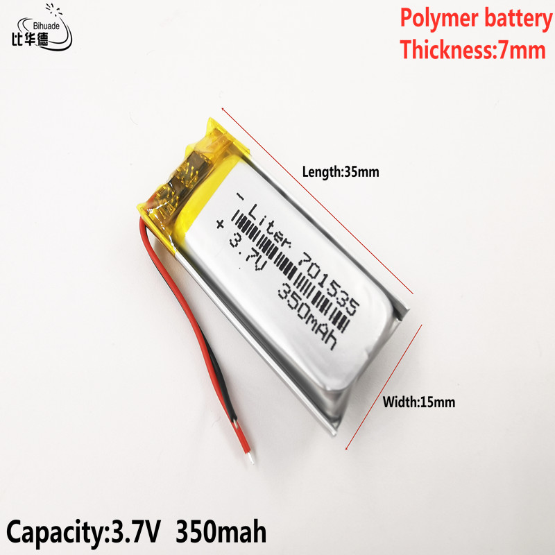 Liter energy battery Good Qulity 3.7V,350mAH,701535 Polymer lithium ion / Li-ion battery for TOY,POWER BANK,GPS,mp3,mp4