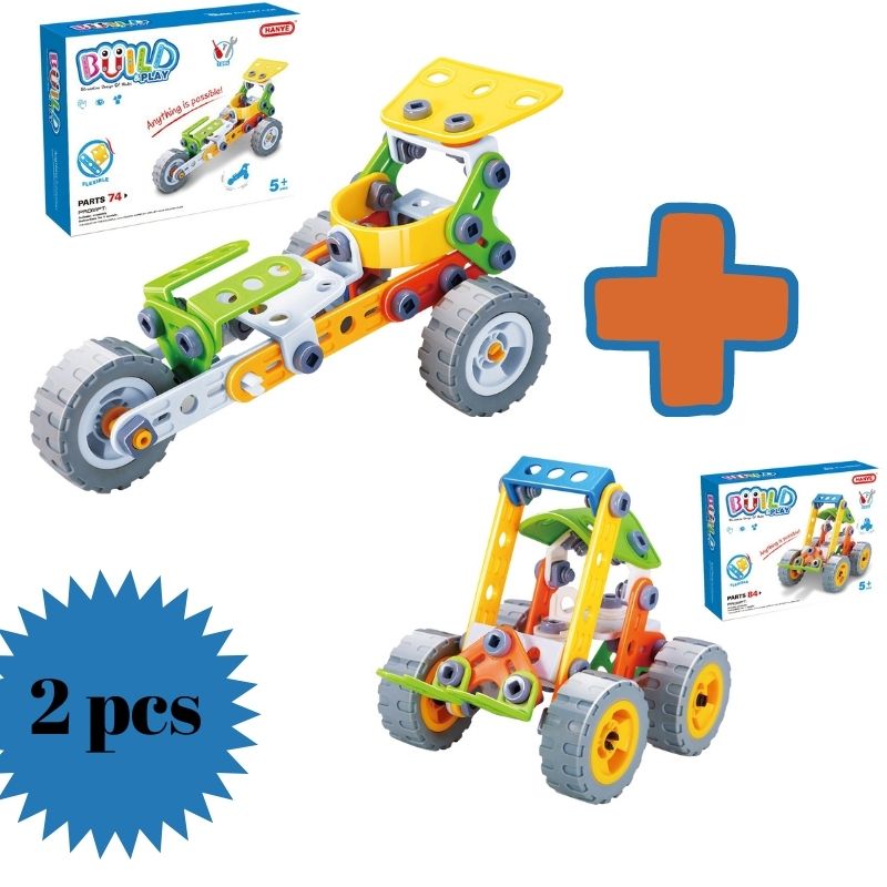 Hanye 2'li Sets Samen Vidali Trainer Puzzel Bouwen En Spelen Eg Pollepel J7703 En 3 Wiel Motor J7705