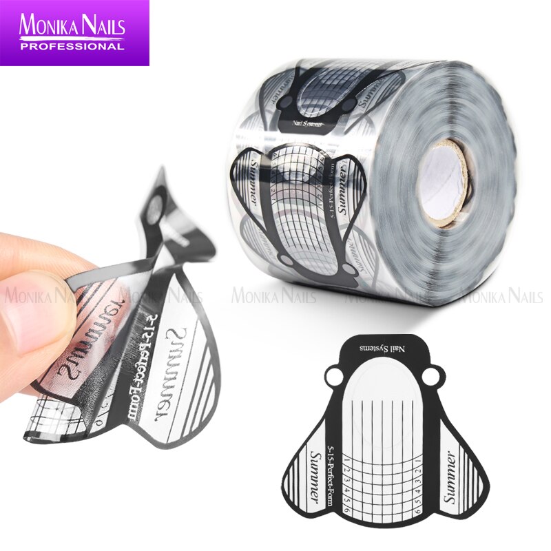 Coccinelle forme ongles formes 100 pièces papier plateau français manucure ongle autocollant protecteur porte-papier Extension forme Gel nail Art outil