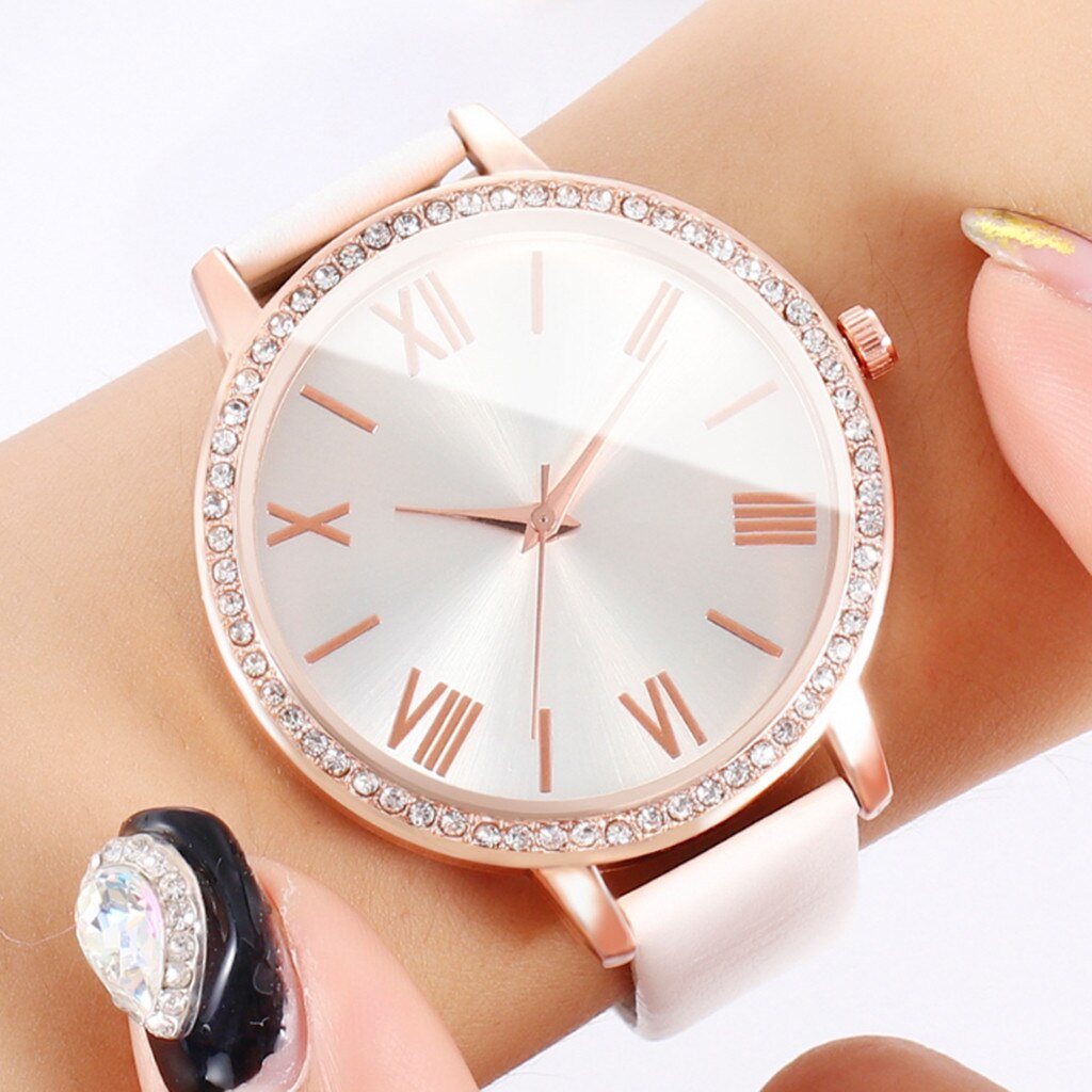 Casual Dames Riem Horloge Met Diamonds Romeinse Schaal Quartz Horloge Vrouwen Horloges Luxe Armband Horloge Dames Sieraden
