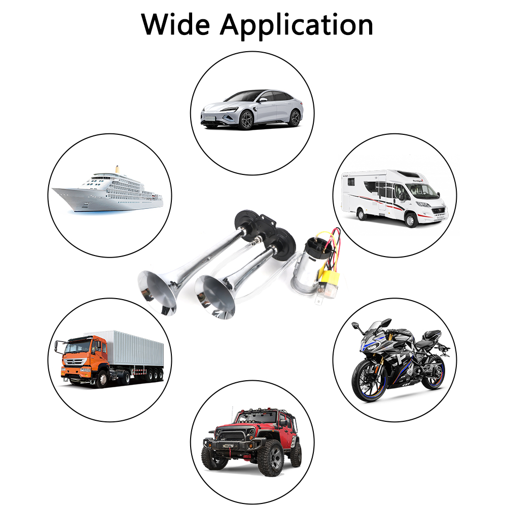 Mit Luftkompressor Dual Trompeten Hupe Auto Elektrische Hupe Für Motorrad Stiefel Lkw Modifikation 12V 80A Relais 12V 150dB Laut