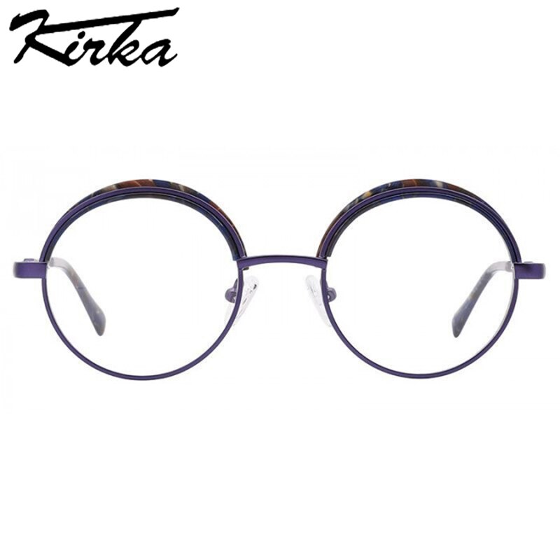 Kirka Runde Brille Rahmen handgefertigt Brillen Männer Jahrgang Frau Metall Gläser Computer Optik Frauen Photochrome Brillen Rahmen: MW6003 C2