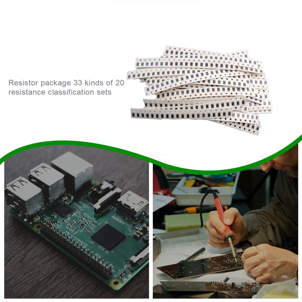 Smd resistor kit 0603 0805 1206 1ohm-1m ohm 1% amostras liga resistência chip sortidas 660 peças conjunto