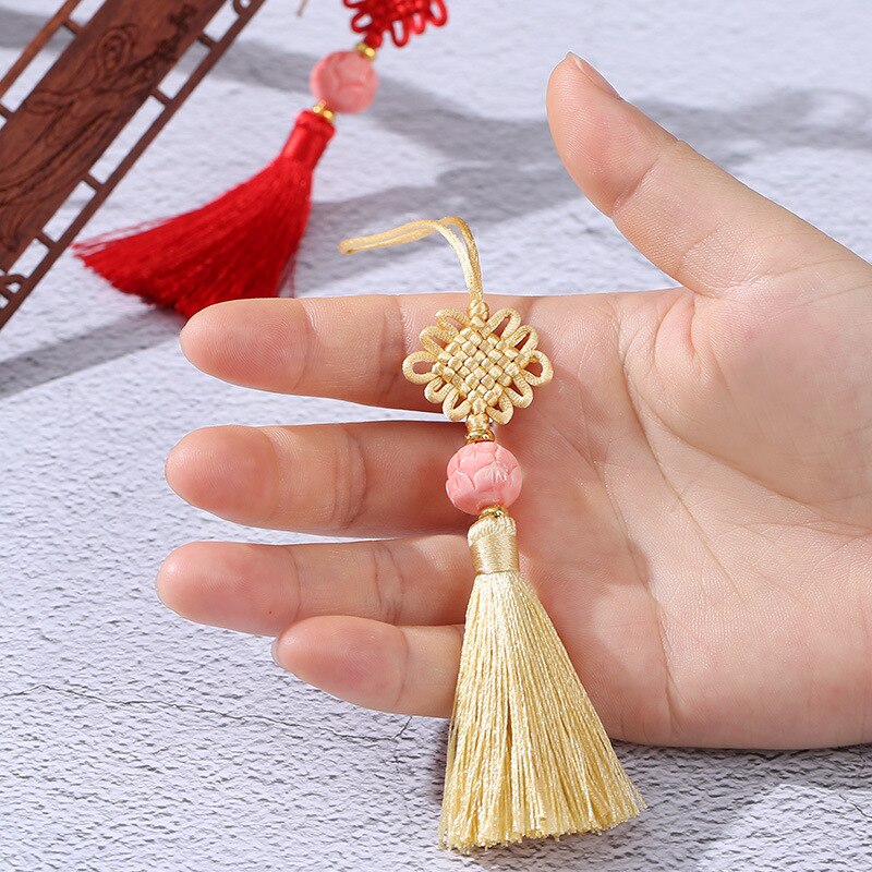 2 Stuks Lotus Flower Bead Chinese Knopen Kwasten Diy Sieraden Gordijn Tas Decoratieve Accessoires Hanger Craft Kwasten