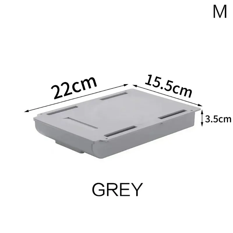 Bureau-organizer lade verborgen zelfklevende plastic opbergdoos voor op het bureau accessoires pennen briefpapier diverse opbergkoffer: Donkergrijs