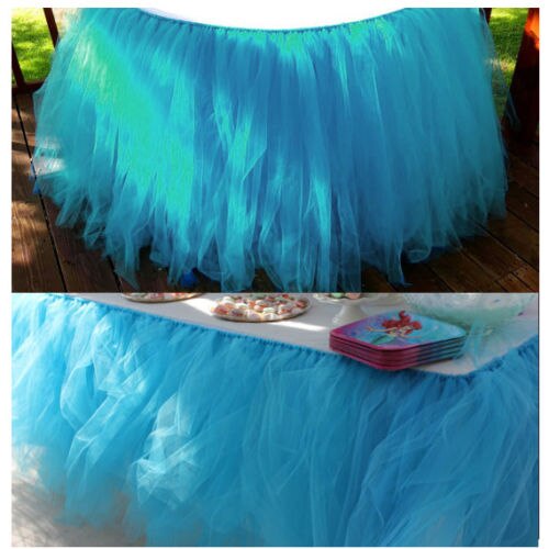Wedding Tulle Tutu Table Skirt Cover Party Birthday Festive Solid Rectangle Tablecloth for Wedding Party: Blue