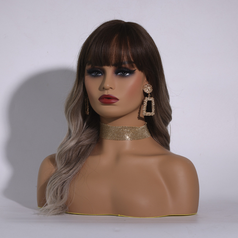 Cabeza de maniquí femenino de PVC, busto realista con hombros para pelucas, fabricación de estilismo de exhibición