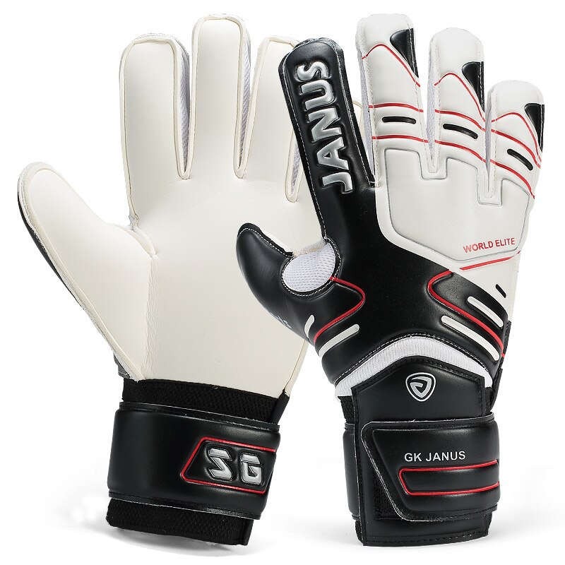 Size 5-10 Goalkeeper Gloves Full Latex Football Goalkeeper Thicken Finger Protection Guard Goalie Soccer Gloves: black white / Size 6