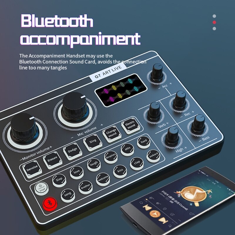 USB Headset Microphone Mixer -G7 External Sound Card Webcast Sound Card Phone PC