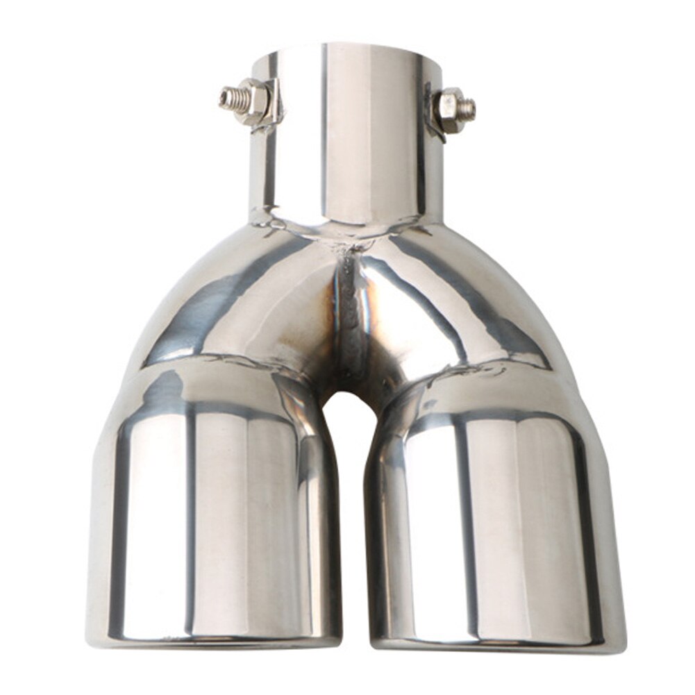 Bent Dual Exhaust Tip Bolt-on Rolled Edge Slant Stainless Steel Cut 76mm Inlet Auto Muffler Silver Car Exterior Supplies