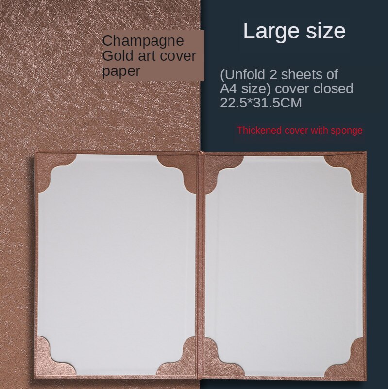 Hardcover Stamped Certificate Folder for Honor, Letter of Appointment Cover Book Trifold Education Presentation: A4 Champagne paper