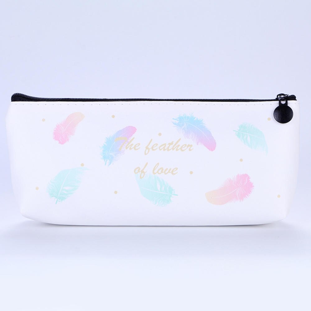 Estuche de lápices de plumas Kawaii, bolsa organizadora de soporte para lápiz de gran capacidad con cremallera para estudiantes, caja de lápices para Colegio, suministros: A