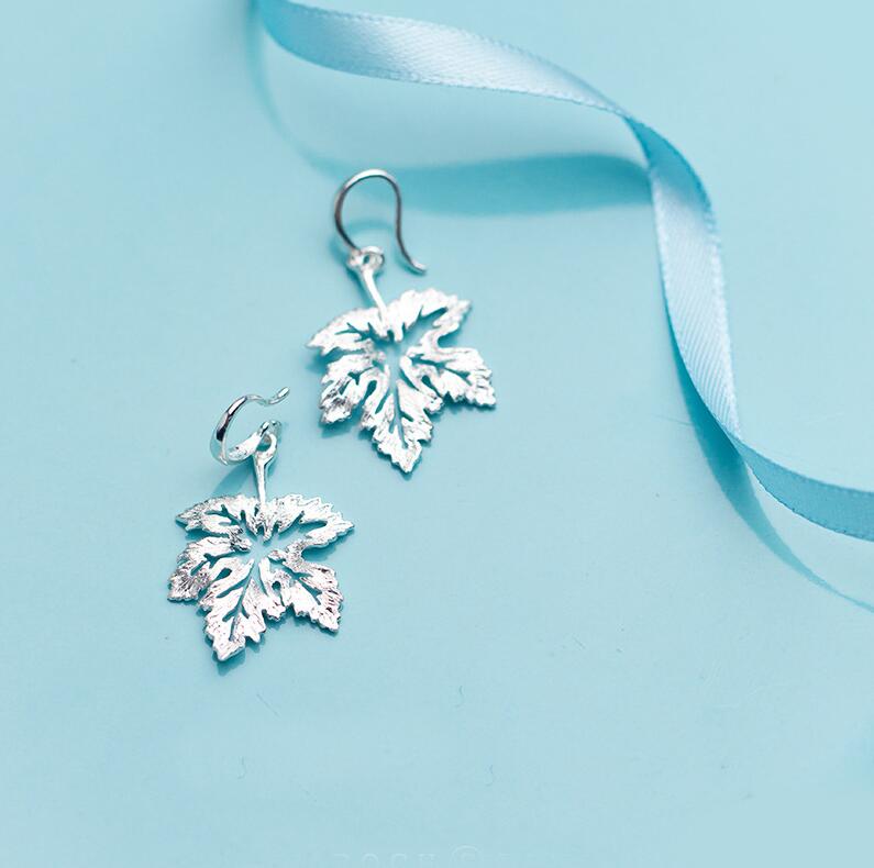 MloveAcc 100% Dell'argento Sterlina 925 di Autunno Albero di Acero Foglie Orecchini A Pendaglio Per Le donne di Lusso Gioielli In Argento di San Valentino Regalo di Giorno: Default Title