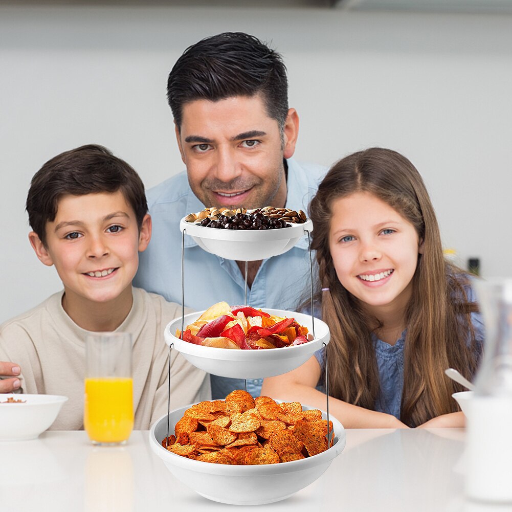 Buffet Presentation Tray 3 Tiers Fruit Plate Desserts Holder Telescopic Serving Tray Storage BasketFruit Bowl Table Plates