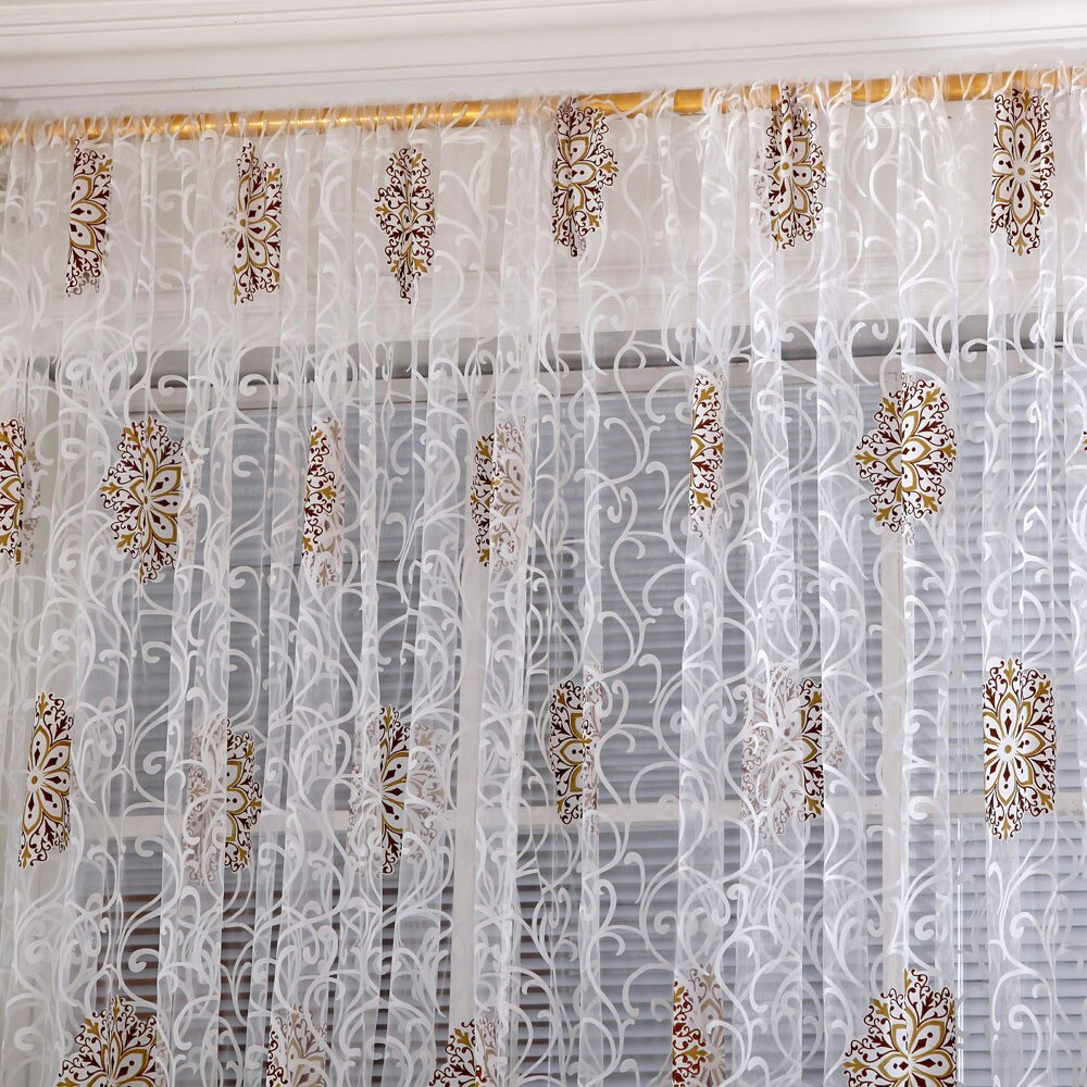 1 Pcs Kwastje Gordijn Bloemen Wit Tulle Sheer Gordijnen Voor Woonkamer De Slaapkamer Voile Organza Gordijnen