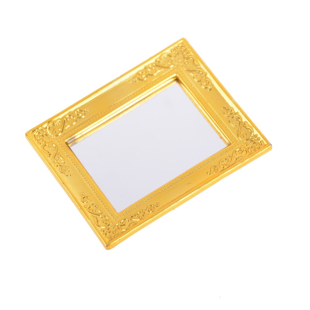 Metal Practical Bathroom House Miniature Vintage Glod Sliver Rose Gold Vanity Mini Mirror 1/12 Scale Dolls Furniture Toy: 4