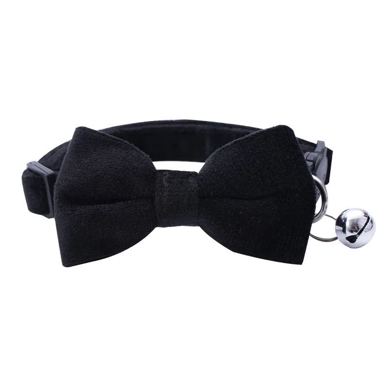 Collar para mascotas con lazo, Collar para gatos, hebilla de seguridad, campana para gatos, Collar antisufocación, Collar para cachorros: Negro