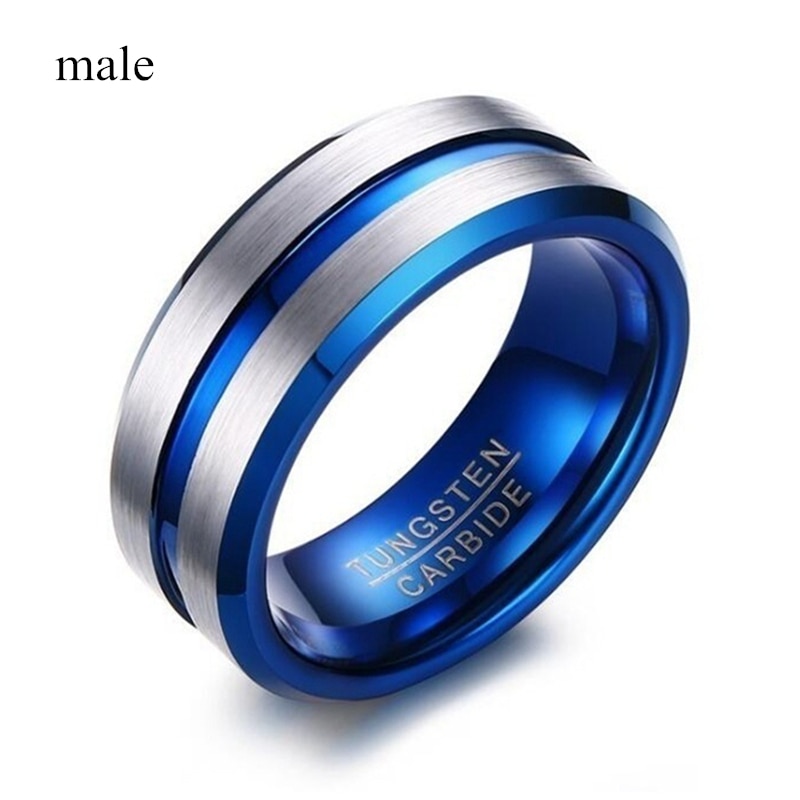 Parringar - män& #39 ; s 8mm blå rostfria stee ring dam & #39 ;s blå ring 2.0ct hjärta kristall bröllopsförlovningssmycken