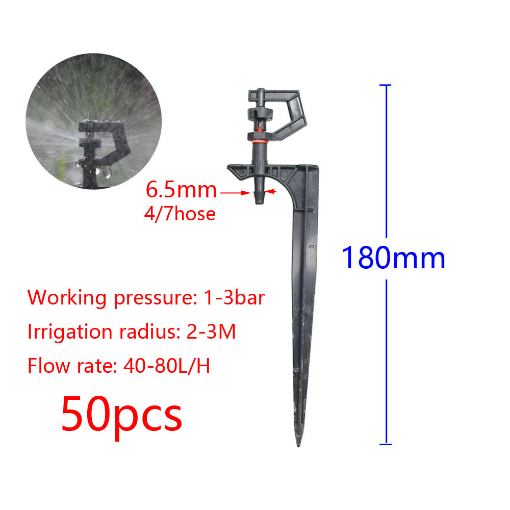 Gotero de riego ajustable de 90/180/360 grados, tierra de inserción, manguera de 4/7mm, riego de jardín, aspersor de vórtice giratorio de 13cm: V