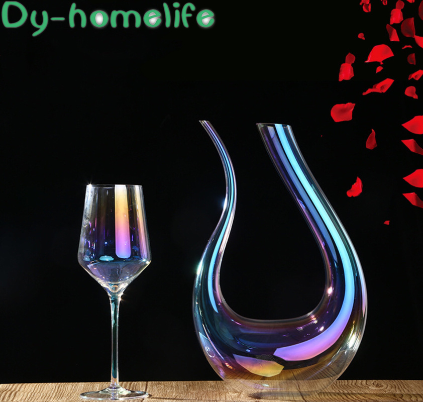 Nordic Colorful Crystal Glass Wine Restaurant Restaurant Harp U-shaped Decanter Tall Wine Glass Whiskey Vodka Glass