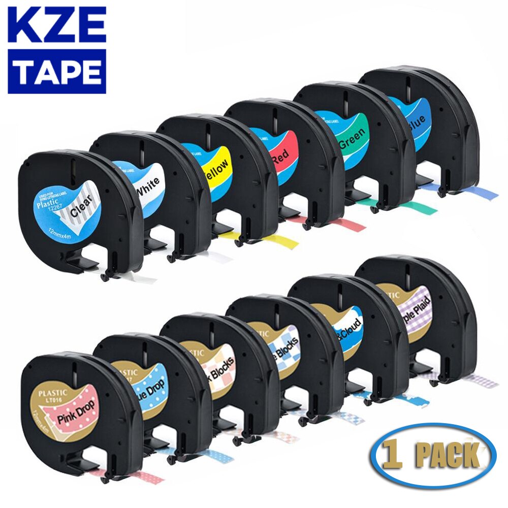 Multicolor 12mm * 4m plastikowe taśmy LT 12267 91200 91201 kompatybilny Dymo LetraTag etykieta dla DYMO LT-100H drukarka do etykiet drukarka etykiet