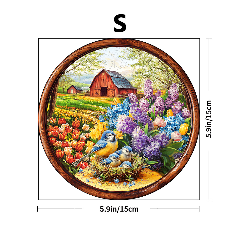 Adult wooden puzzle featuring a 3D garden bird nest and ecological scenery, unique animal-shaped puzzle toys for adults, perfect: WHITE