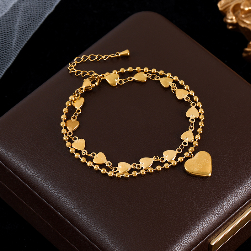 GANEMLY 316L Rvs Groene Kristal Klaver Armband Voor Vrouwen Mode Pols Ketting Waterdichte Sieraden Bijoux: Donker Goud