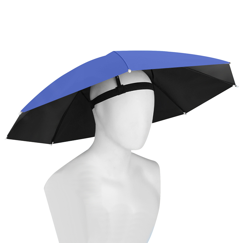 Garden Working Umbrella Hat Hand Free Head-Mounted Fishing Hats Sun Protection Umbrella Hats Outdoor Hiking Camping Sun Caps: SKY BLUE