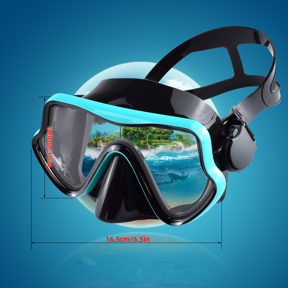Maschera subacquea per snorkeling Occhialini da nuoto Gonna in silicone Maschera subacquea con lente colorata Vetro temperato Ampia vista per giovani adulti