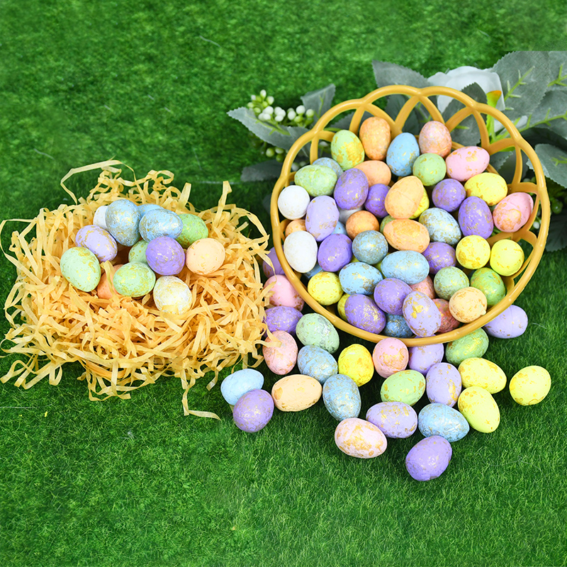 50Pcs Mini Easter Foam Egg DIY Handmade Craft Painted Pigeon Bird Eggs Happy Easter Party Decoration Kids Favor Home Decor