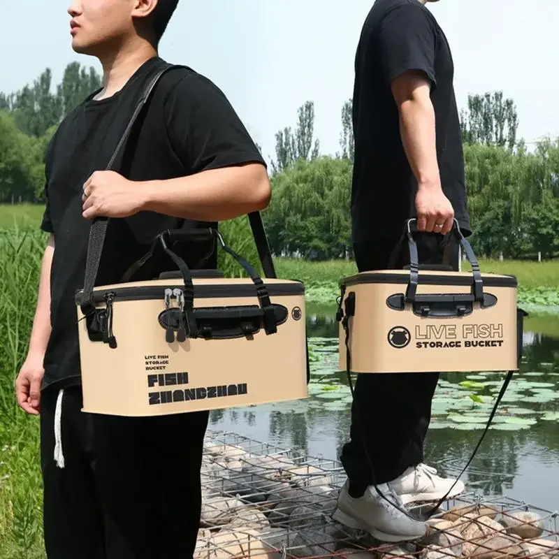 12L-27L Emmer Outdoor Visemmer Opvouwbaar Draagbaar Netto Levende Visemmer EVA Wateremmer voor Wilde Vissen Huishoudelijke Emmer