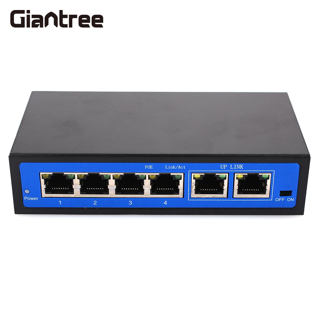 POE Ethernet Switch 4 PoE Injector Poe Camera Universal Switch 10/100 Mbps Home Network Switches Router 4+2 Ports