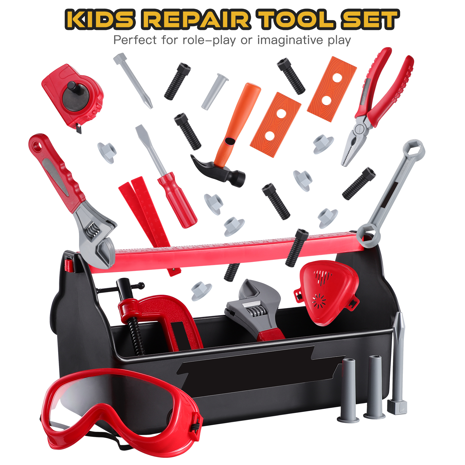 Set di strumenti per la riparazione dei bambini toyviano 33PCS fai finta di giocare Kit di costruzione con cassetta degli attrezzi per bambini regalo per bambini