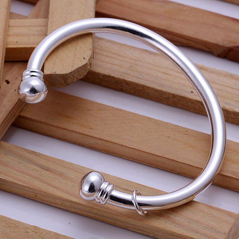 Zilveren sieraden 925 sieraden verzilverd bangle armband Dubbele Ballen Zilveren Bangle/HUFUKEEZ CAWCQHSH