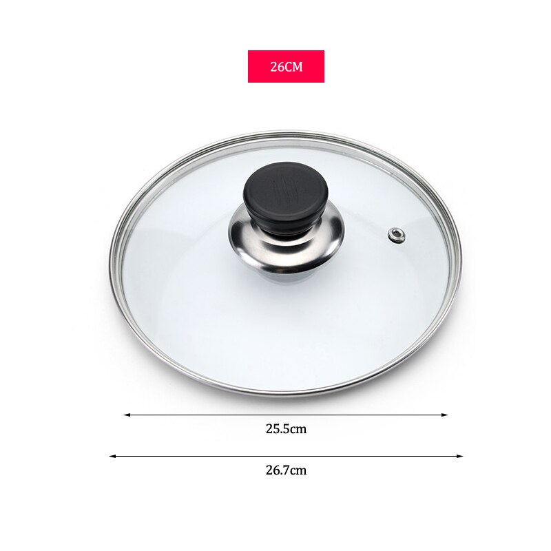 Cookware Reinforced Glass Lid Tempered Wok Lid Pyrex Glass Round Chef Pan Lid with Knob Premium Qualtiy Pan Cover: ITEM INFO 26CM