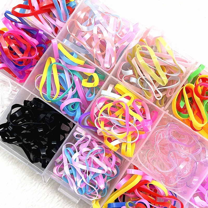 200pcs--1000pcs Colourful Rubber Ring Disposable Elastic Hair Bands Ponytail Holder Rubber Band Scrunchies Kids Hair Accessories