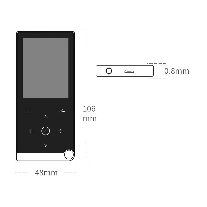 Mp4 musikspelare 2.4 tum presssn bärbar bluetooth multifunktion inkopplingsbar kortspelare  mp3 500 mah