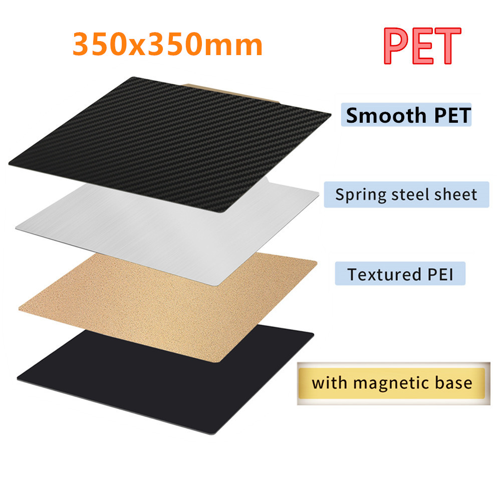 PEI Sheet 350x350mm Bed Build Plate with Smooth PET Textured PEI Magnetic Base for 3D Printer FYSETC Voron 2.4 Build Plate: Red