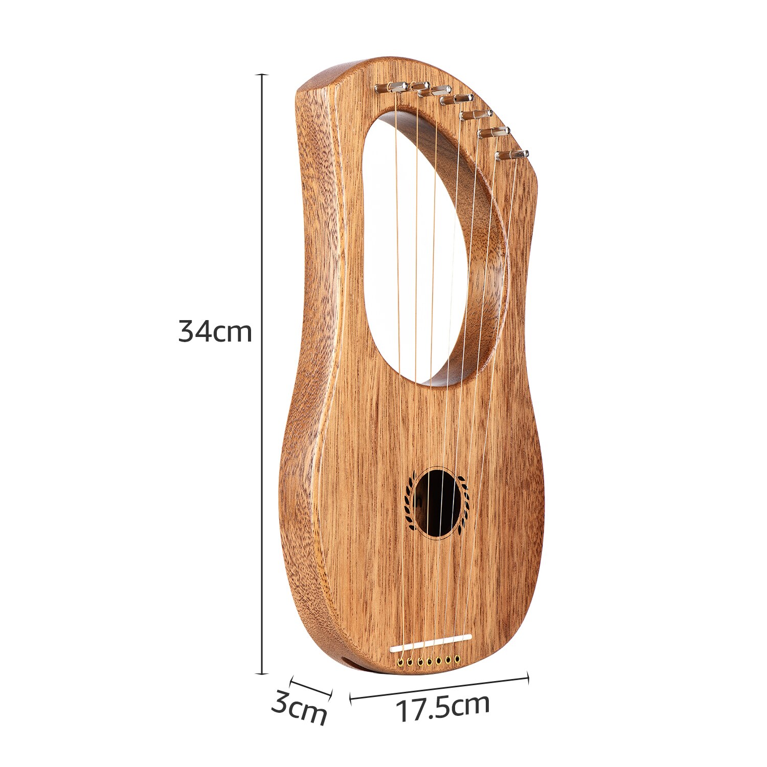 7-String Lier Harp Oude Stijl Lyres Terminalia Hout String Instrument Met String Set Stemsleutel Schoonmaakdoekje 2 stuks Picks