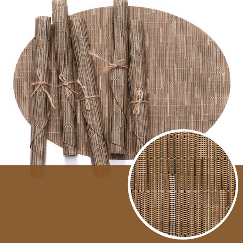 Bamboe Graan Schilderij Placemats Ovale Tafel Mat Cup Bar Mat Keuken Accessoires Pvc Adiabatische Kan Worden Gewassen Salontafel Kom pad