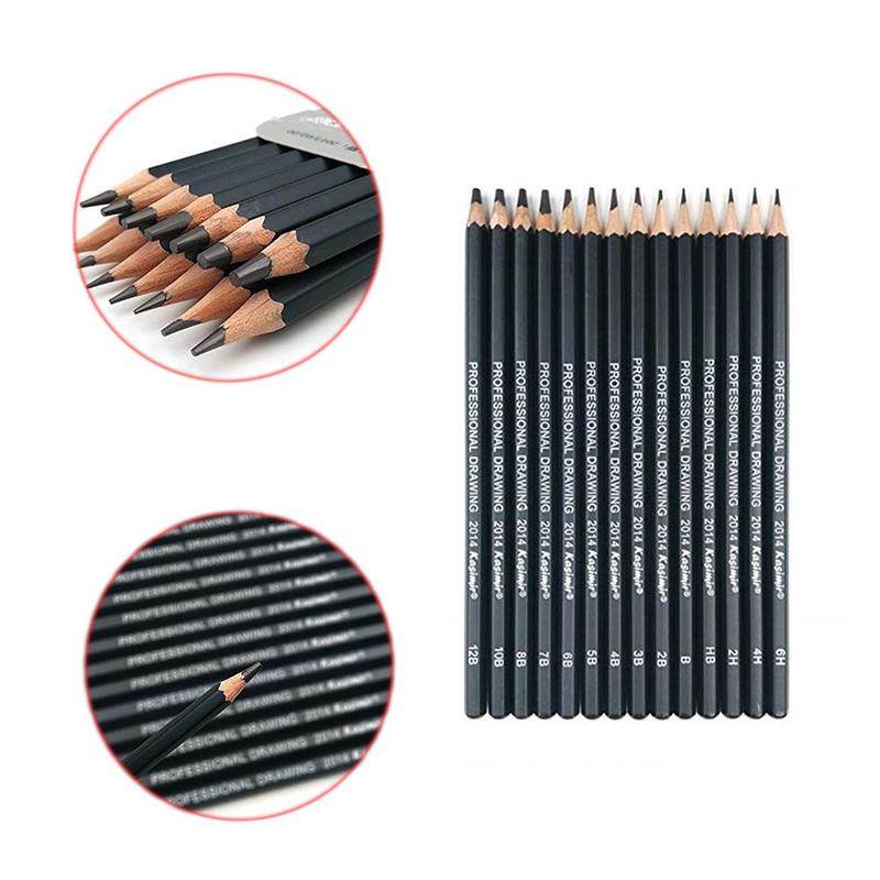 14pcs/set Sketch Set Drawing Tools For Beginners Charcoal Graphite For Writing Pencil Art Supplie C4M4