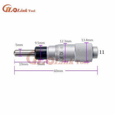 Silver Range 0-13mm Round Needle Plat Type Measure Tool Knurled Adjustment Knob Micrometer Head Measurement: 0-13mm  NO.11