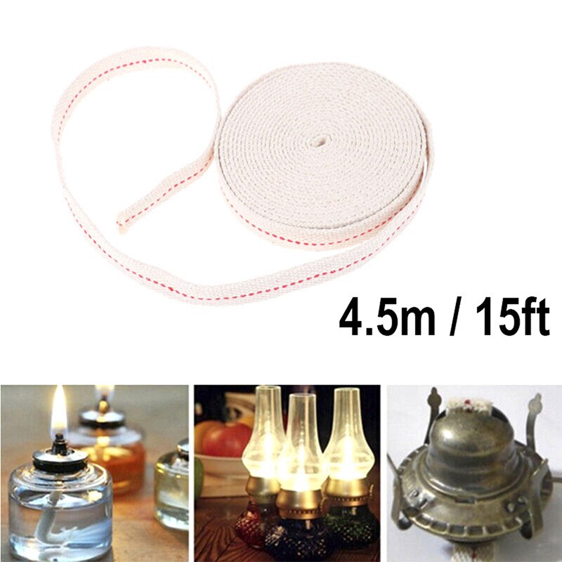 4.5M Voeten Witte Platte Katoen Alcohol Lont Olie Lamp Wieken Brander Voor Glas Olie Lampen Lantaarns Accessoires