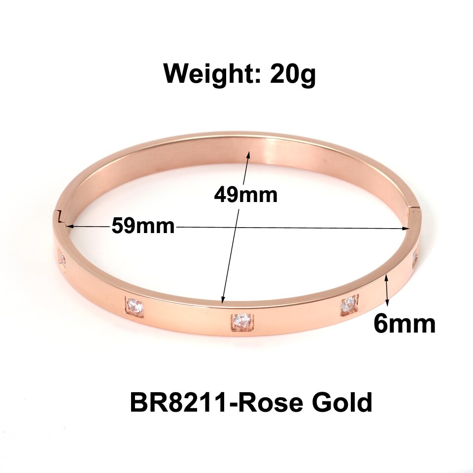 Hot!! Nowe piękne miłośników bransoletki kobieta bransoletki 18 K bransoletki ze stali nierdzewnej wkładka cyrkonia złota damska biżuteria na prezent: BR8211-Rose Gold