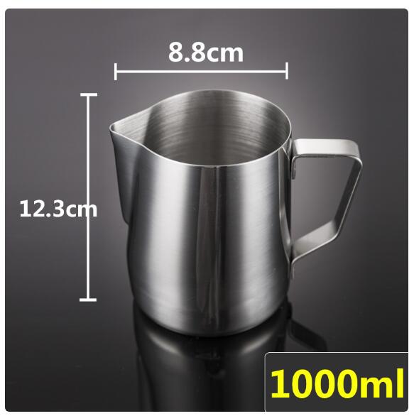 Non Stick Stainless Steel milk pitcher Milk Frothing Espresso Coffee Barista Craft Latte Cappuccino coffee pitcher milk cup: 1000ML