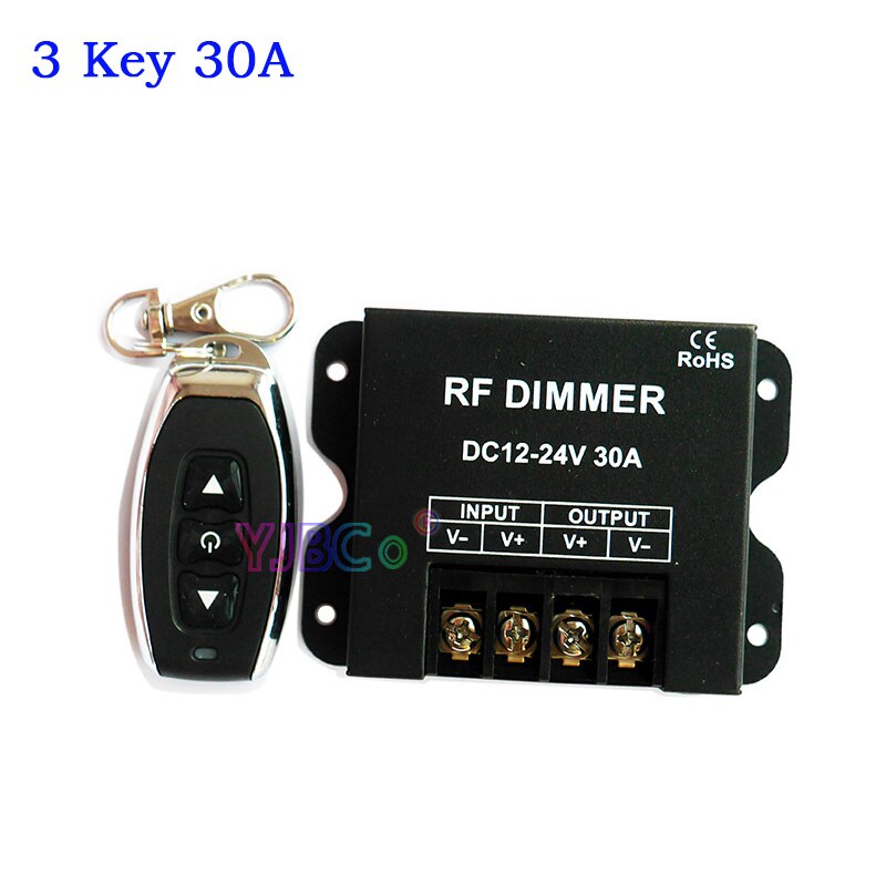 Dc 12V 24V 3Key 11Key Enkele Kleur Led Strip Dimmer Draadloze Afstandsbediening 8A 20A 30A Dimmen Schakelaar Lichten tape Controller: 3 Key  30A