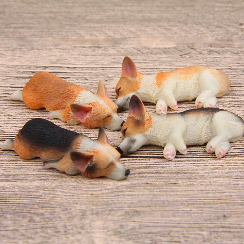 Söpö nukkuva jääkaappimagneetit eläin uninen sarja kawaii corgi koirat shiba inu pvc hahmot lelut koriste jääkaappi tahna