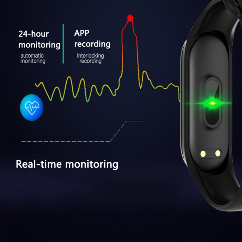 2pcs Couple M4 Smart Bracelet Heart Rate Blood Pressure Health Waterproof Smart Watch Bluetooth Watch Wristband Fitness Tracker