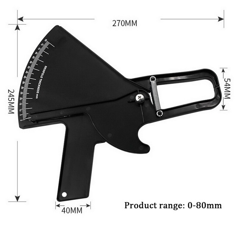Calibrador de grasa corporal de 80mm Adipometer Skinfold medición adelgazante pérdida de peso medidor de grasa corporal belleza, cuidado de la salud