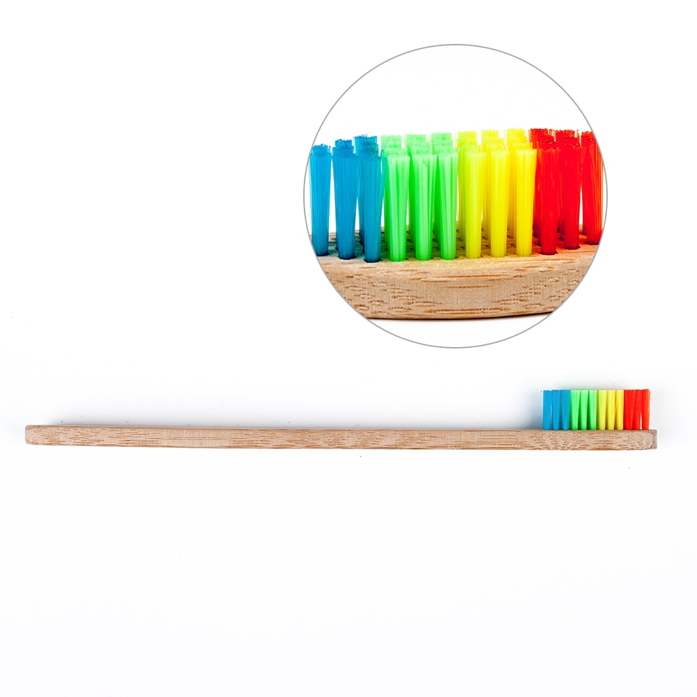 10pcs Bamboo Toothbrush Cheap Soft Brush Head Eco Friendly Brush Handle Rainbow Teeth Brush Adults Bamboo Brush Teeth Care